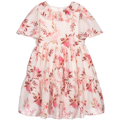 Patachou-Pink Floral Chiffon Dress | Childrensalon Outlet