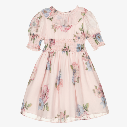 Patachou-Pink Floral Chiffon Dress | Childrensalon Outlet
