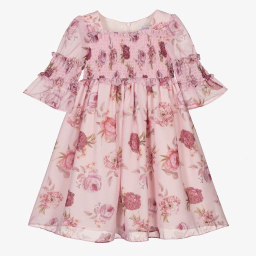 Patachou-Pink Floral Chiffon Dress | Childrensalon Outlet