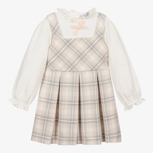 Patachou-Pink & Grey Checked Dress | Childrensalon Outlet