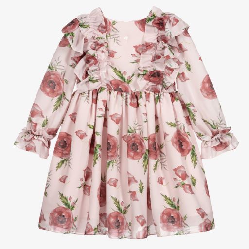 Patachou-Rosa Mohnblumen-Chiffonkleid | Childrensalon Outlet