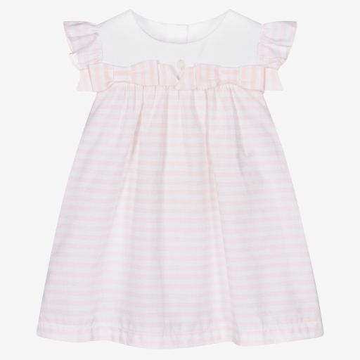 Patachou-Pink Striped Cotton Baby Dress | Childrensalon Outlet