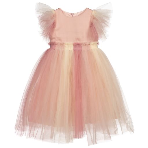 Patachou-Pink & Yellow Tulle Dress | Childrensalon Outlet