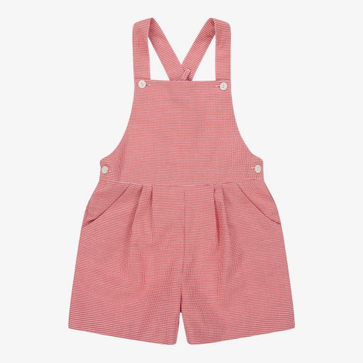 Patachou-Red Check Dungaree Shorts | Childrensalon Outlet