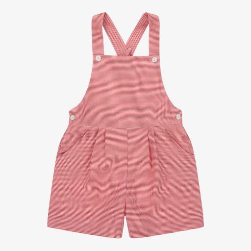 Patachou-Red Check Dungaree Shorts | Childrensalon Outlet