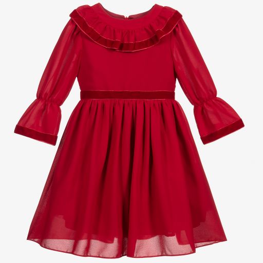 Patachou-Red Chiffon Dress | Childrensalon Outlet