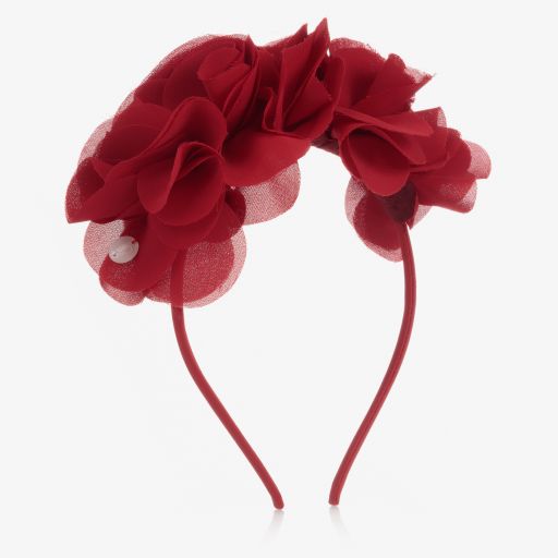 Patachou-Red Floral Chiffon Hairband | Childrensalon Outlet