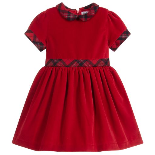 Patachou-Red Velvet & Tartan Dress | Childrensalon Outlet