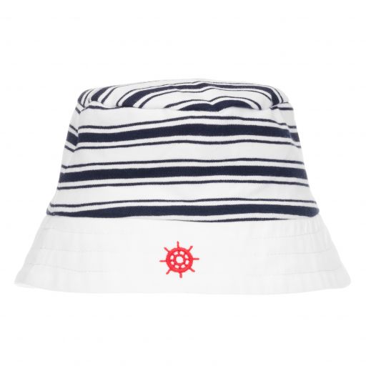 Patachou-White & Blue Baby Hat | Childrensalon Outlet