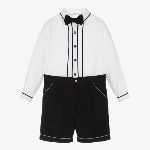 Patachou-Бело-синий топ и синие шорты из хлопка | Childrensalon Outlet