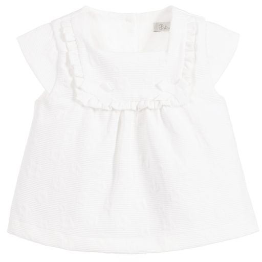 Patachou-White Cotton Jacquard Blouse | Childrensalon Outlet