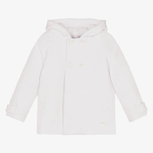 Patachou-White Cotton Jersey Baby Jacket | Childrensalon Outlet