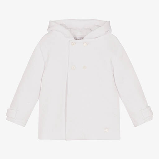 Patachou-White Cotton Jersey Baby Jacket | Childrensalon Outlet
