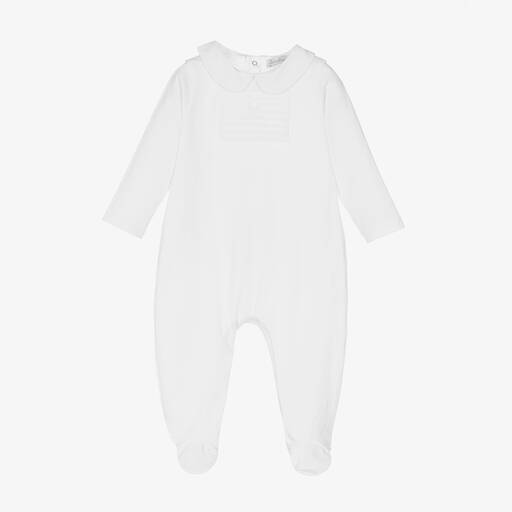 Patachou-White Cotton Jersey Babygrow | Childrensalon Outlet