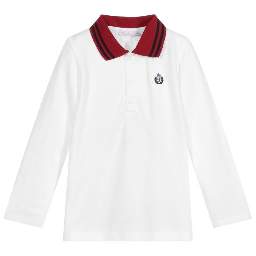 Patachou-White Cotton Piqué Polo Shirt | Childrensalon Outlet