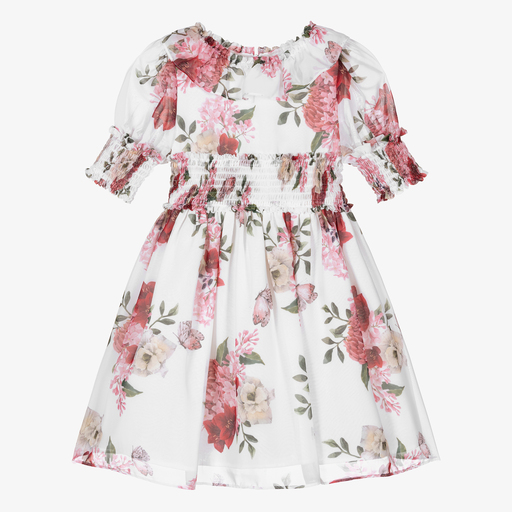 Patachou-White Floral Chiffon Dress | Childrensalon Outlet