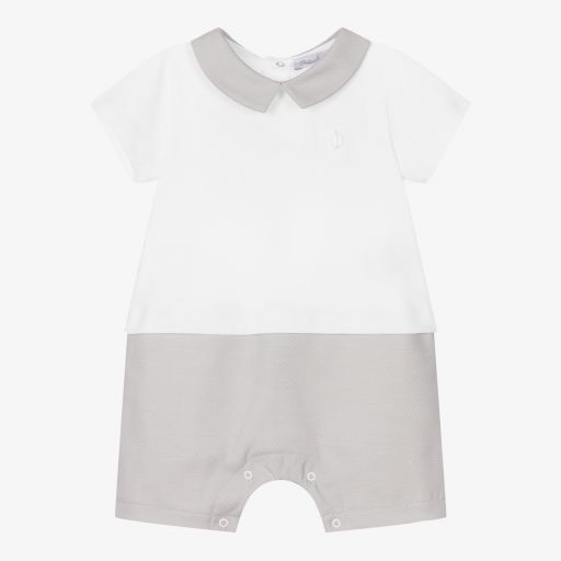 Patachou-White & Grey Cotton Shortie | Childrensalon Outlet
