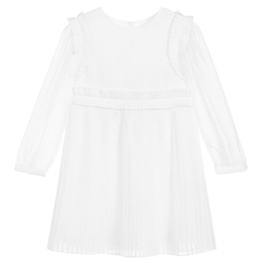 Patachou-White Pleated Chiffon Dress | Childrensalon Outlet
