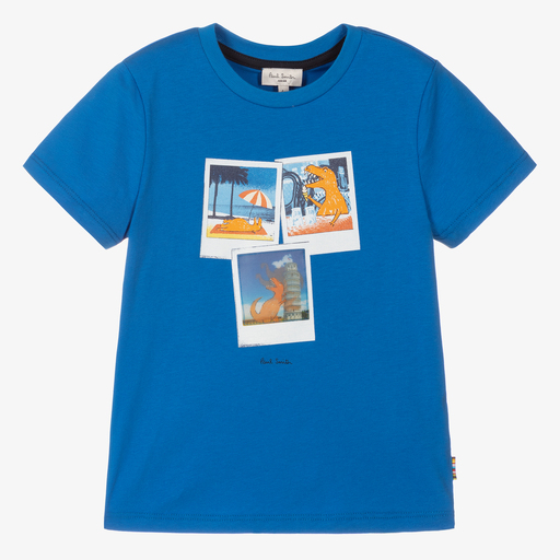 Paul Smith Junior-Синяя хлопковая футболка для мальчиков | Childrensalon Outlet