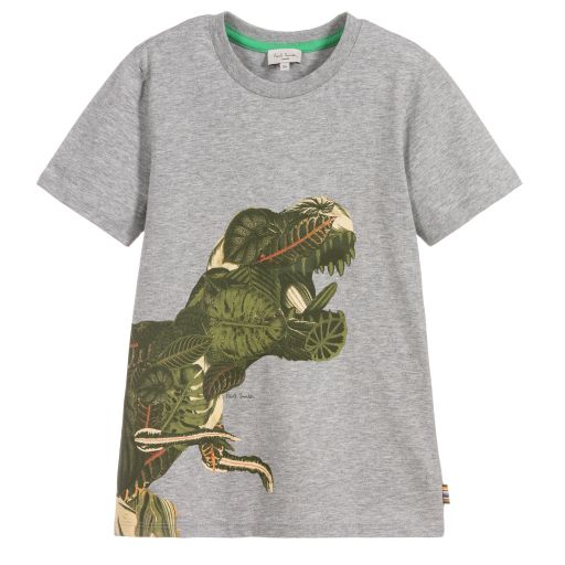 Paul Smith Junior-Boys Grey Cotton Logo T-Shirt | Childrensalon Outlet