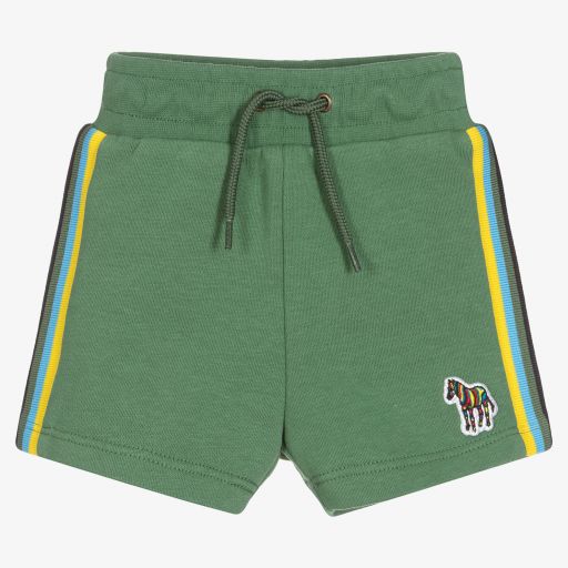 Paul Smith Junior-شورت أطفال ولادي قطن جيرسي لون أخضر كاكي | Childrensalon Outlet