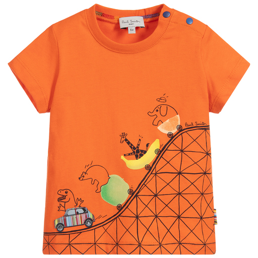 Paul Smith Junior-Boys Orange Cotton T-Shirt | Childrensalon Outlet