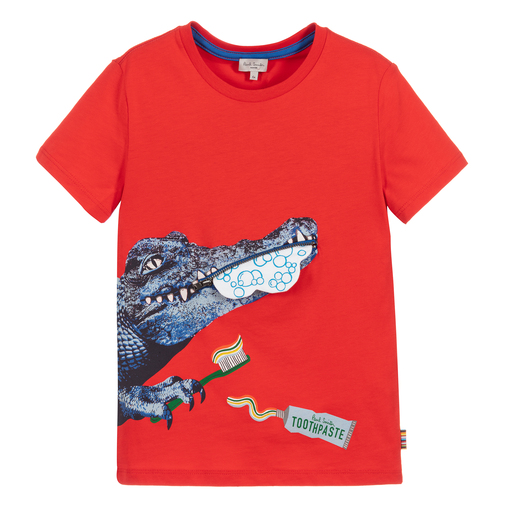 Paul Smith Junior-Boys Red Cotton T-Shirt | Childrensalon Outlet