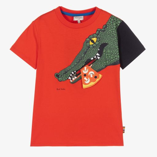 Paul Smith Junior-Rotes Krokodil-T-Shirt für Jungen | Childrensalon Outlet