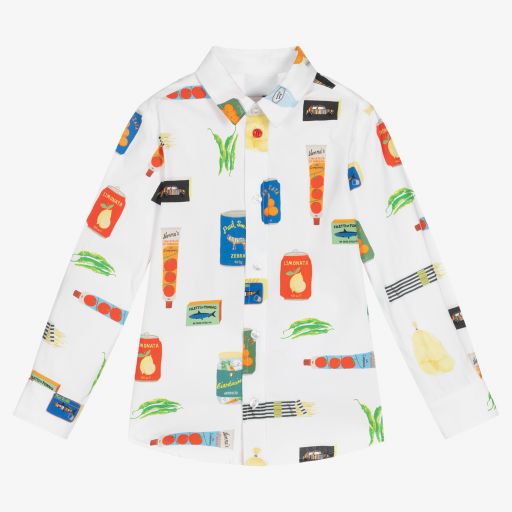 Paul Smith Junior-Boys White Cotton Logo Shirt | Childrensalon Outlet