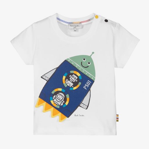 Paul Smith Junior-Boys White Cotton T-Shirt | Childrensalon Outlet