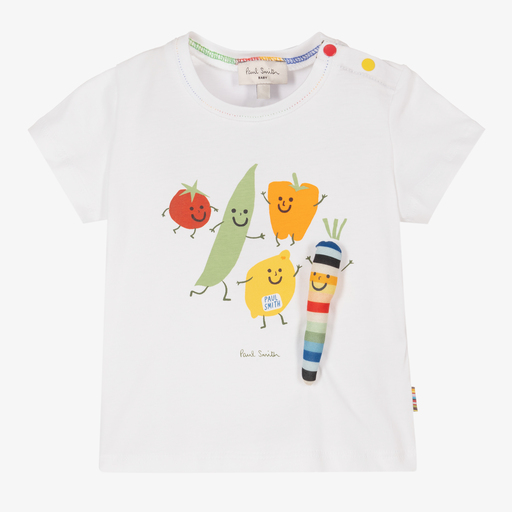 Paul Smith Junior-Weißes Baumwoll-T-Shirt (J) | Childrensalon Outlet