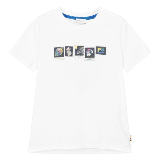 Paul Smith Junior-White Animal Photo T-Shirt | Childrensalon Outlet