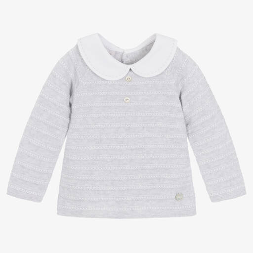 Paz Rodríguez-Baby Boys Grey Knitted Sweater | Childrensalon Outlet
