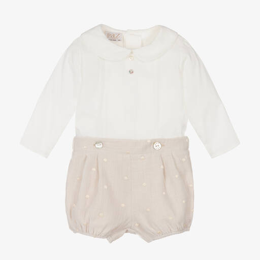 PAZ Rodríguez-Кремовый костюм-бастер из хлопка | Childrensalon Outlet
