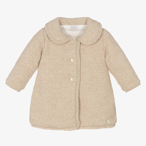 Paz Rodríguez-Manteau beige maille Bébé fille | Childrensalon Outlet