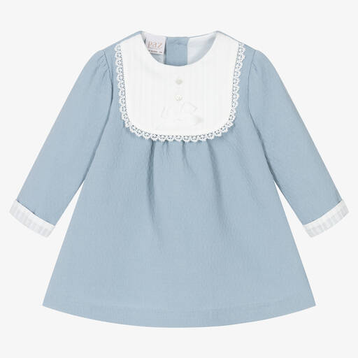 Paz Rodríguez-Baby Girls Blue Cotton Dress | Childrensalon Outlet