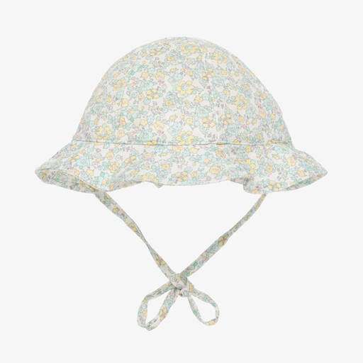 PAZ Rodríguez-Baby Girls Green Floral Cotton Hat | Childrensalon Outlet