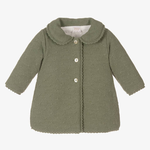 Paz Rodríguez-Baby Girls Green Knitted Coat | Childrensalon Outlet