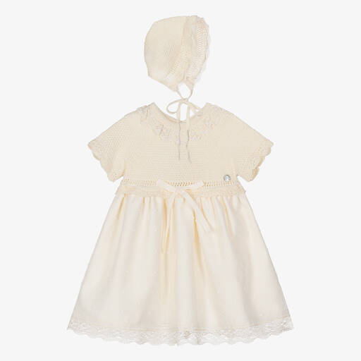 PAZ Rodríguez-Baby Girls Ivory Cotton Knit Dress Set | Childrensalon Outlet