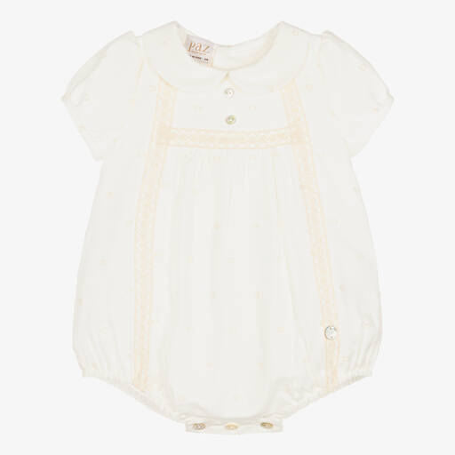 PAZ Rodríguez-Кремовый песочник с кружевной отделкой | Childrensalon Outlet