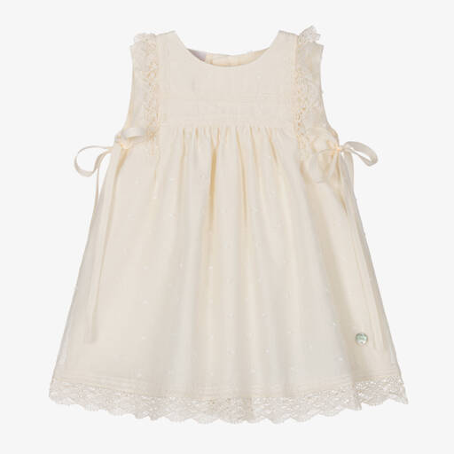 PAZ Rodríguez-Baby Girls Ivory Plumeti Cotton Dress | Childrensalon Outlet