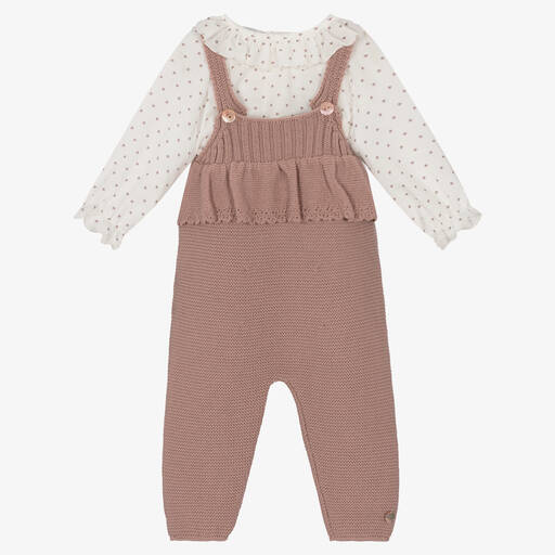 PAZ Rodríguez-Baby Girls Pink Dungaree Set | Childrensalon Outlet