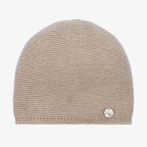 Paz Rodríguez-Beige Cotton Knit Baby Hat | Childrensalon Outlet