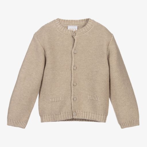 PAZ Rodríguez-Beige Knitted Cotton Cardigan | Childrensalon Outlet
