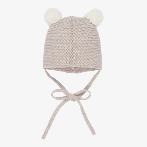 Paz Rodríguez-Beige Merino Wool Pom-Pom Hat | Childrensalon Outlet
