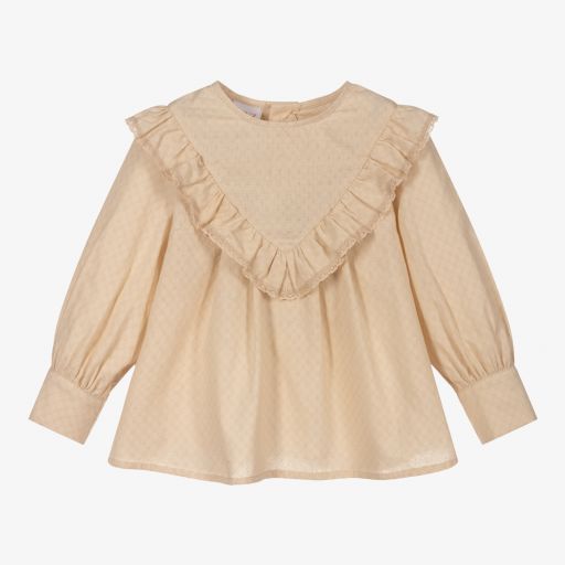 PAZ Rodríguez-Beige Ruffle Blouse | Childrensalon Outlet