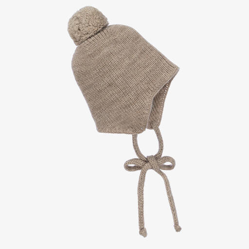 Paz Rodríguez-Bonnet beige en laine à pompon | Childrensalon Outlet