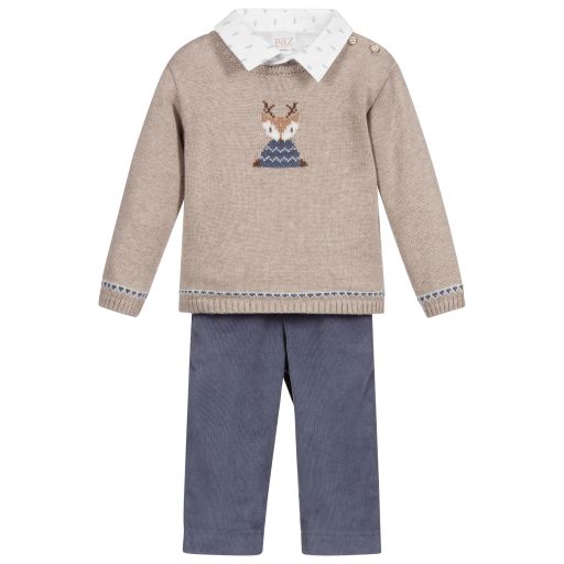 Paz Rodríguez-Blue & Beige Trousers Set  | Childrensalon Outlet