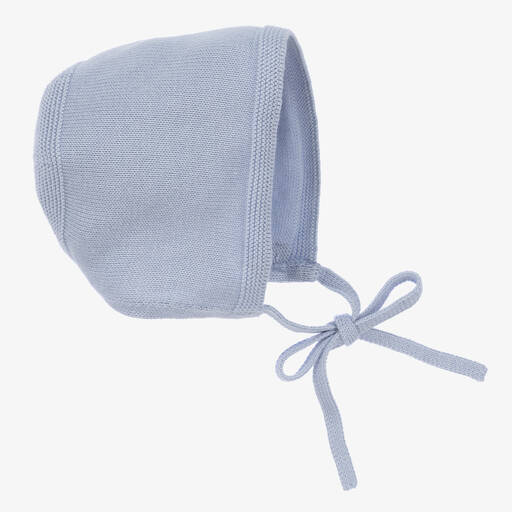 PAZ Rodríguez-Blue Cotton Knit Baby Bonnet | Childrensalon Outlet
