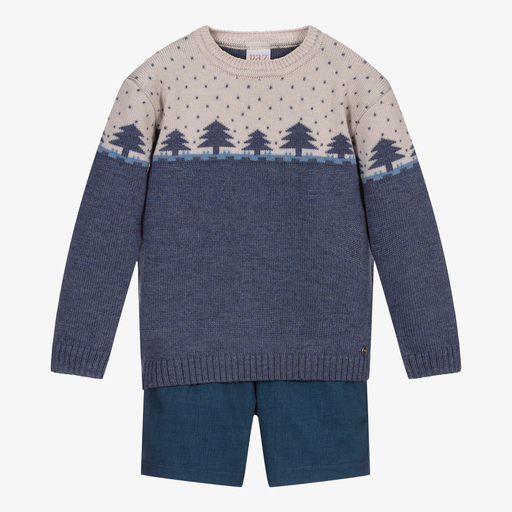 Paz Rodríguez-Blue Sweater & Shorts Set | Childrensalon Outlet